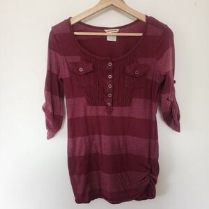 Y2K Union Bay Striped 3/4 Sleeve Shirt Emo Medium